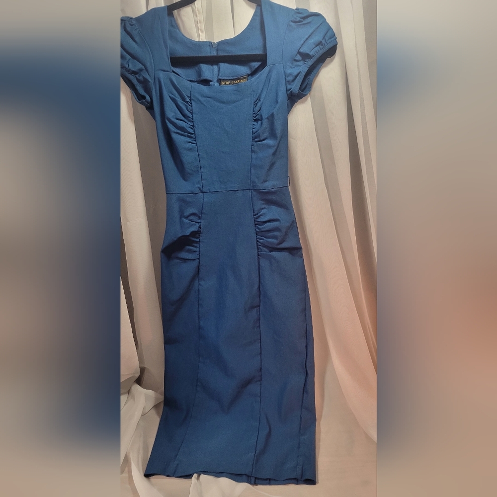 Celebrity 1950's Fitted Dress by Stop Staring! Peacock Blue